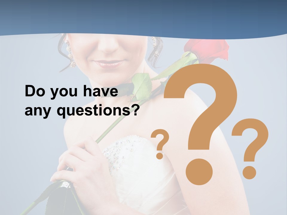 A Woman In A Wedding Dress Holding A Rose PowerPoint Template