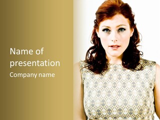A Woman In A Dress Is Looking At The Camera PowerPoint Template