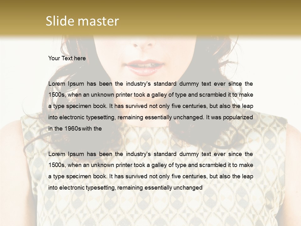 A Woman In A Dress Is Looking At The Camera PowerPoint Template