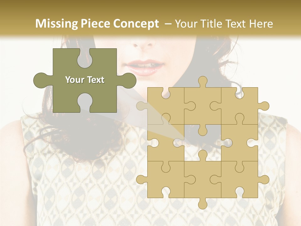 A Woman In A Dress Is Looking At The Camera PowerPoint Template