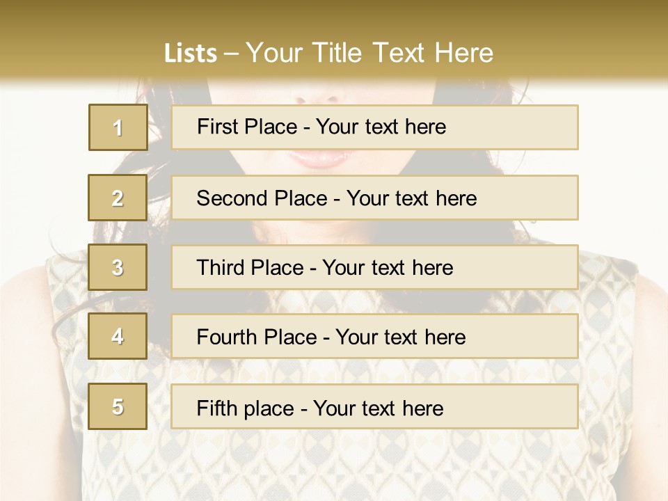A Woman In A Dress Is Looking At The Camera PowerPoint Template