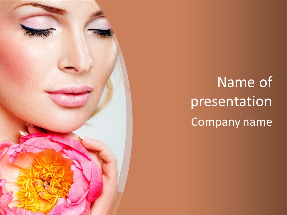 A Woman Holding A Flower Powerpoint Template PowerPoint Template