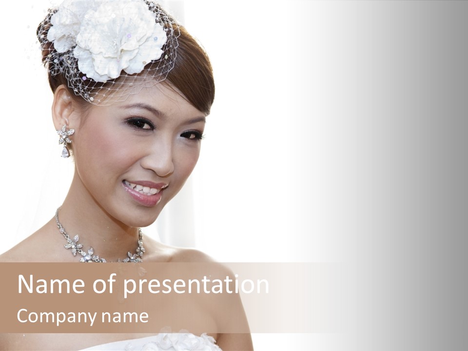 A Woman In A Wedding Dress With A Flower In Her Hair PowerPoint Template