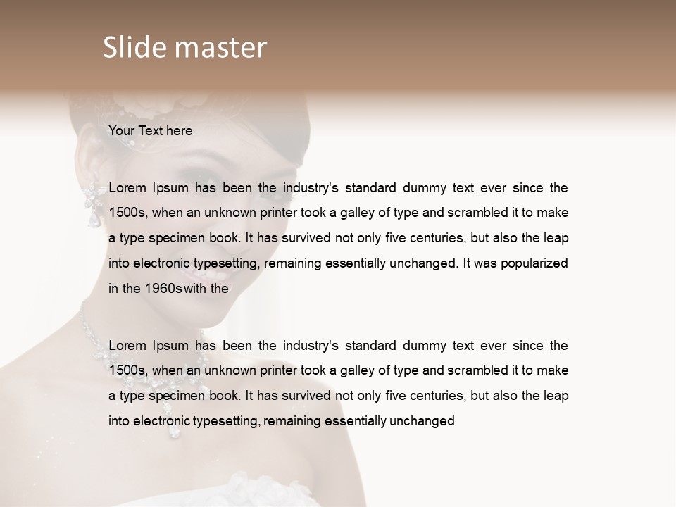 A Woman In A Wedding Dress With A Flower In Her Hair PowerPoint Template