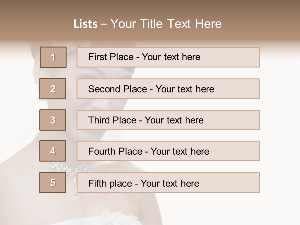 A Woman In A Wedding Dress With A Flower In Her Hair PowerPoint Template