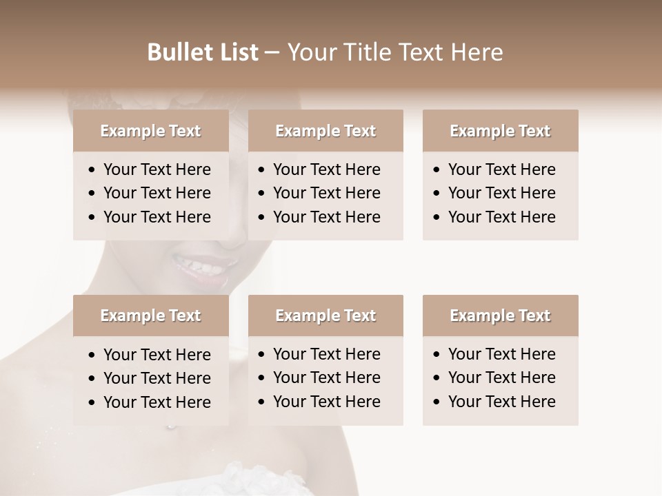 A Woman In A Wedding Dress With A Flower In Her Hair PowerPoint Template