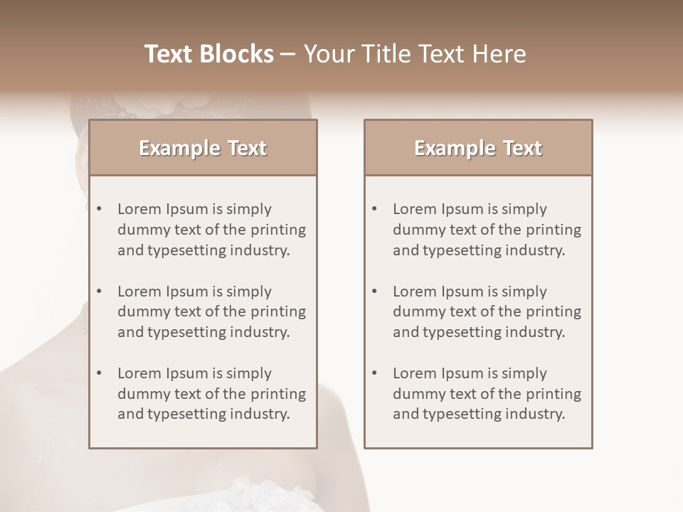 A Woman In A Wedding Dress With A Flower In Her Hair PowerPoint Template