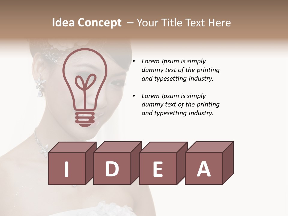 A Woman In A Wedding Dress With A Flower In Her Hair PowerPoint Template