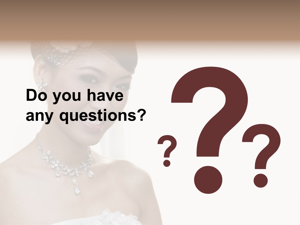 A Woman In A Wedding Dress With A Flower In Her Hair PowerPoint Template