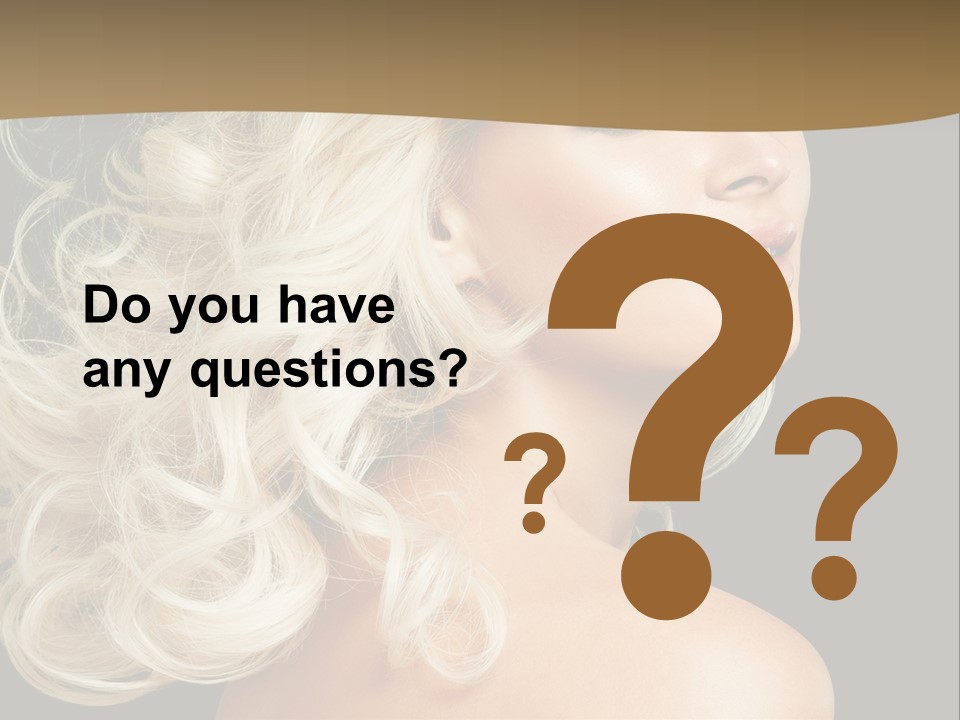 A Woman With Blond Hair And A Black Background PowerPoint Template