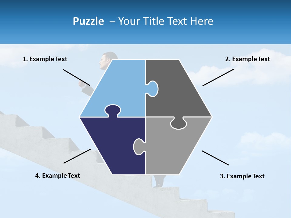 A Man In A Suit Is Running Up A Stair PowerPoint Template