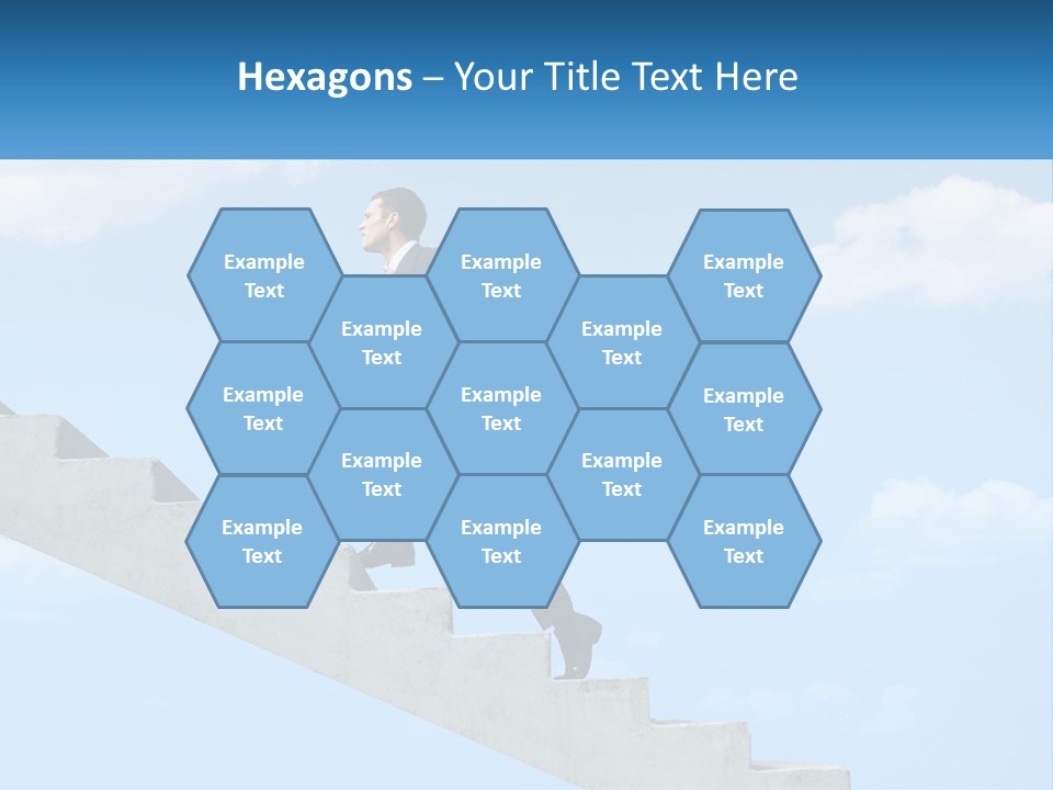 A Man In A Suit Is Running Up A Stair PowerPoint Template