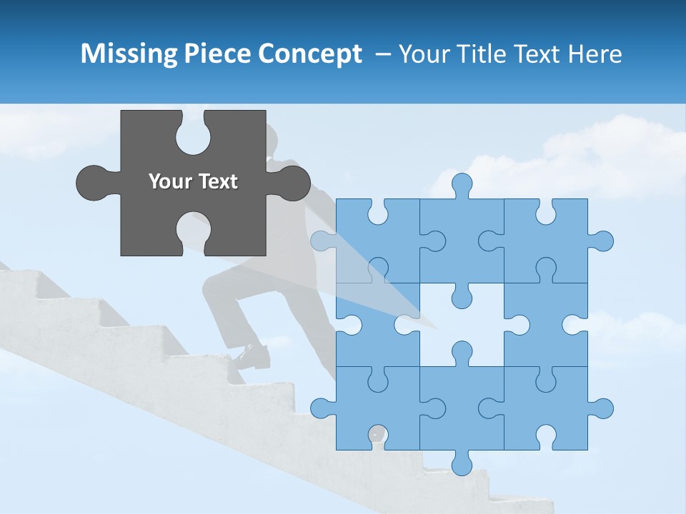 A Man In A Suit Is Running Up A Stair PowerPoint Template