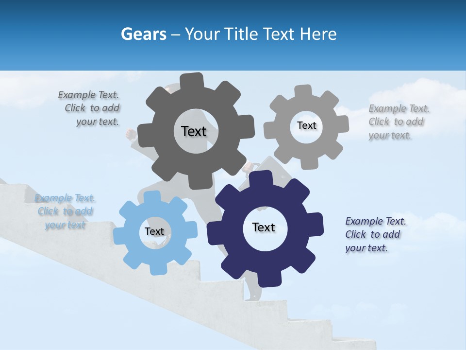 A Man In A Suit Is Running Up A Stair PowerPoint Template