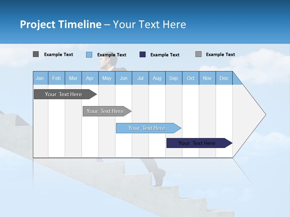 A Man In A Suit Is Running Up A Stair PowerPoint Template
