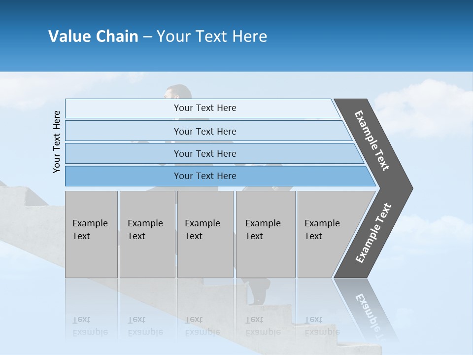 A Man In A Suit Is Running Up A Stair PowerPoint Template