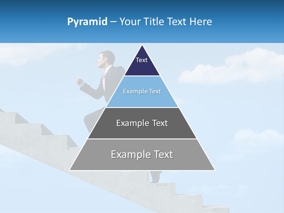 A Man In A Suit Is Running Up A Stair PowerPoint Template