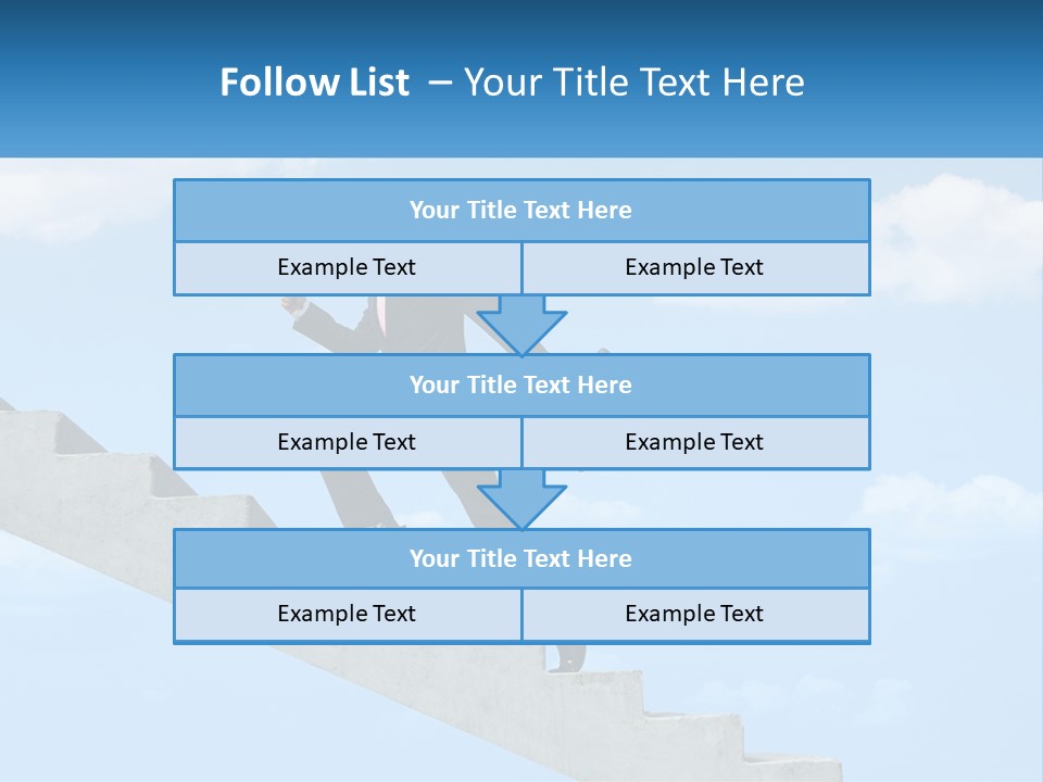 A Man In A Suit Is Running Up A Stair PowerPoint Template