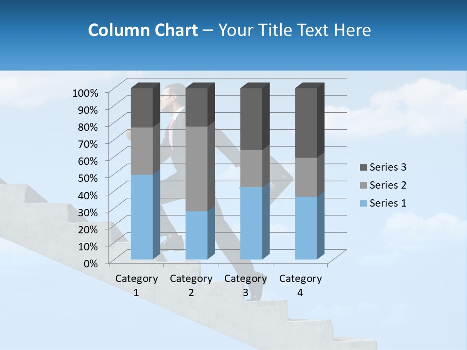 A Man In A Suit Is Running Up A Stair PowerPoint Template