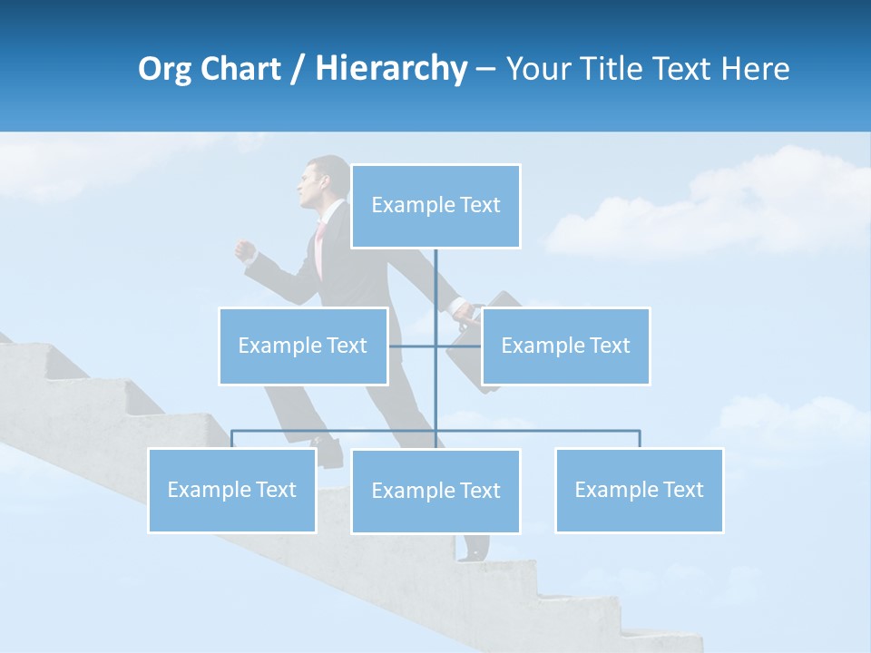A Man In A Suit Is Running Up A Stair PowerPoint Template
