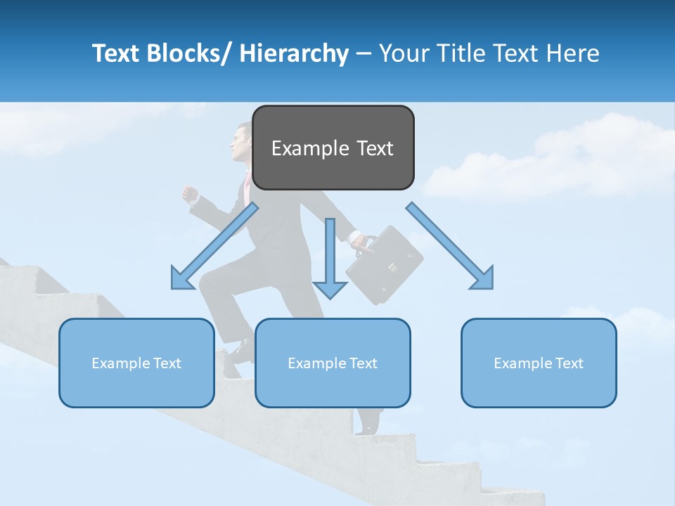 A Man In A Suit Is Running Up A Stair PowerPoint Template