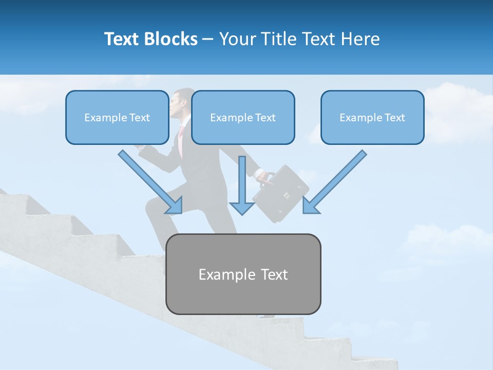 A Man In A Suit Is Running Up A Stair PowerPoint Template