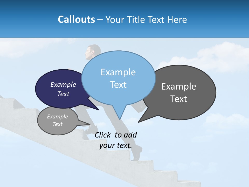 A Man In A Suit Is Running Up A Stair PowerPoint Template