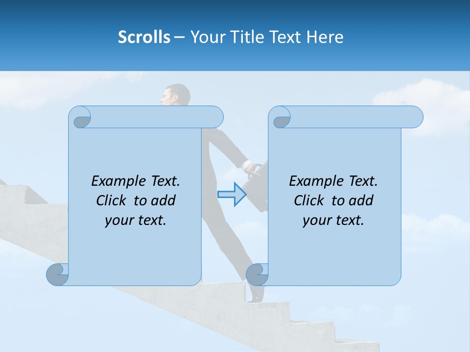 A Man In A Suit Is Running Up A Stair PowerPoint Template