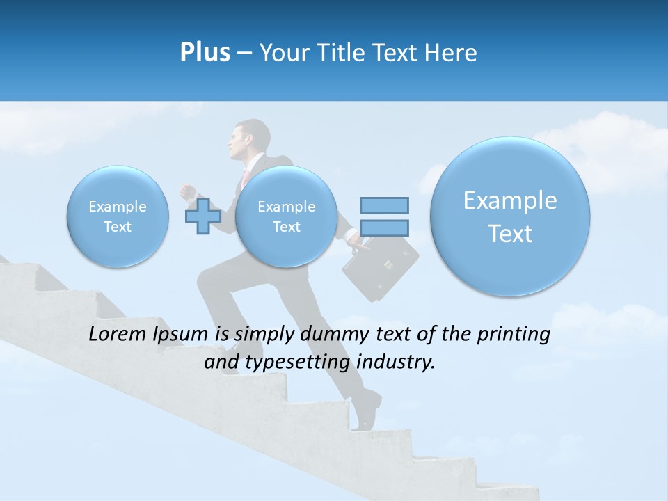 A Man In A Suit Is Running Up A Stair PowerPoint Template