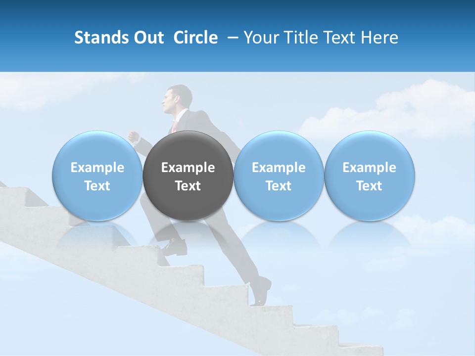 A Man In A Suit Is Running Up A Stair PowerPoint Template