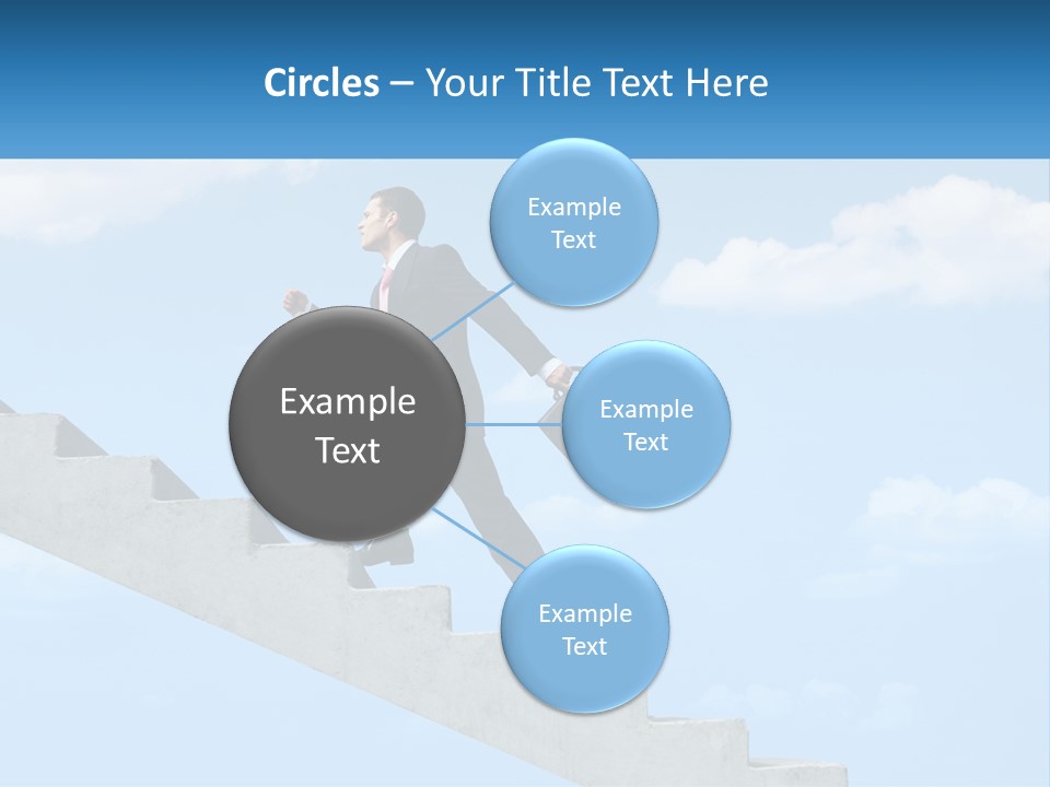 A Man In A Suit Is Running Up A Stair PowerPoint Template