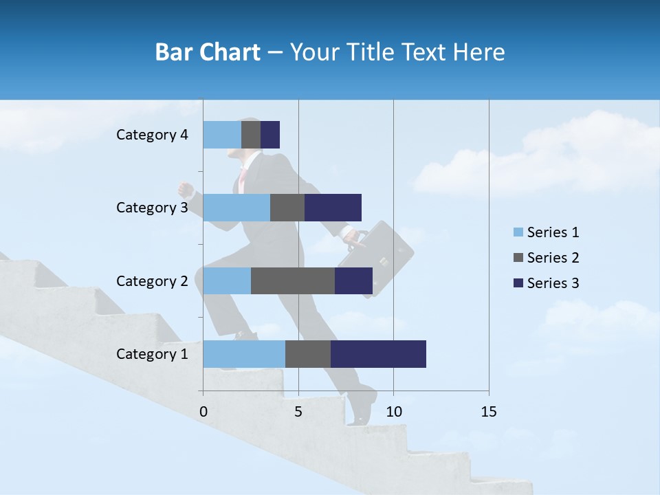 A Man In A Suit Is Running Up A Stair PowerPoint Template