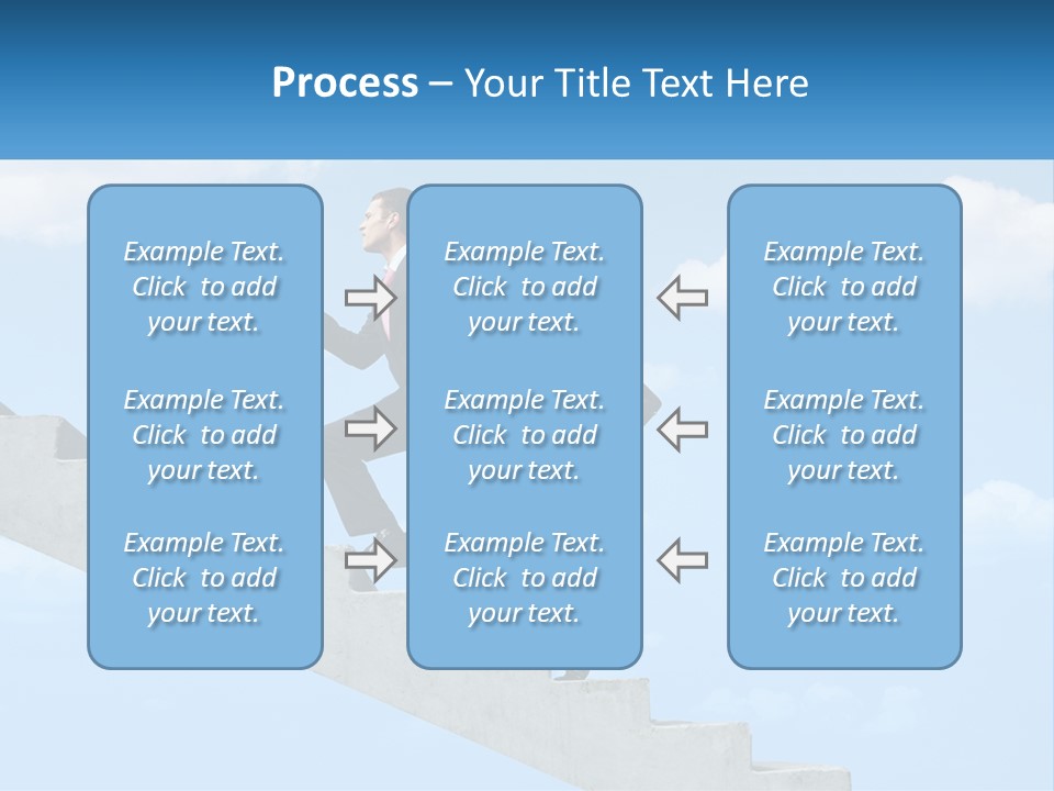 A Man In A Suit Is Running Up A Stair PowerPoint Template