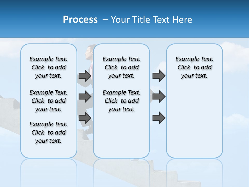 A Man In A Suit Is Running Up A Stair PowerPoint Template