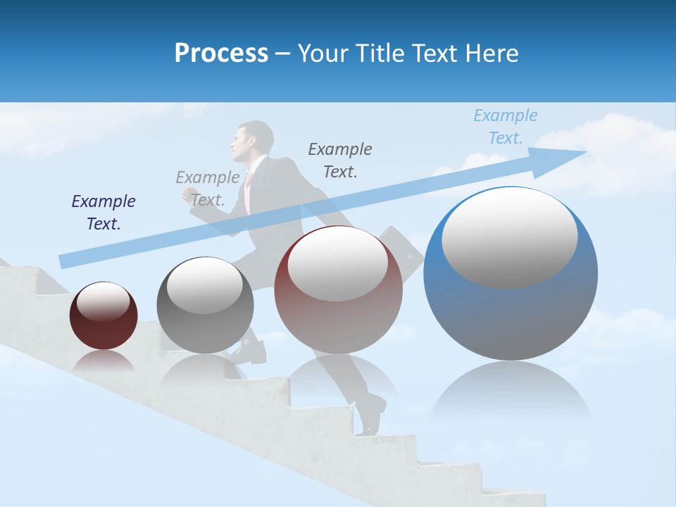 A Man In A Suit Is Running Up A Stair PowerPoint Template