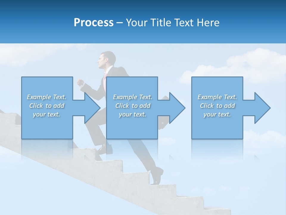A Man In A Suit Is Running Up A Stair PowerPoint Template