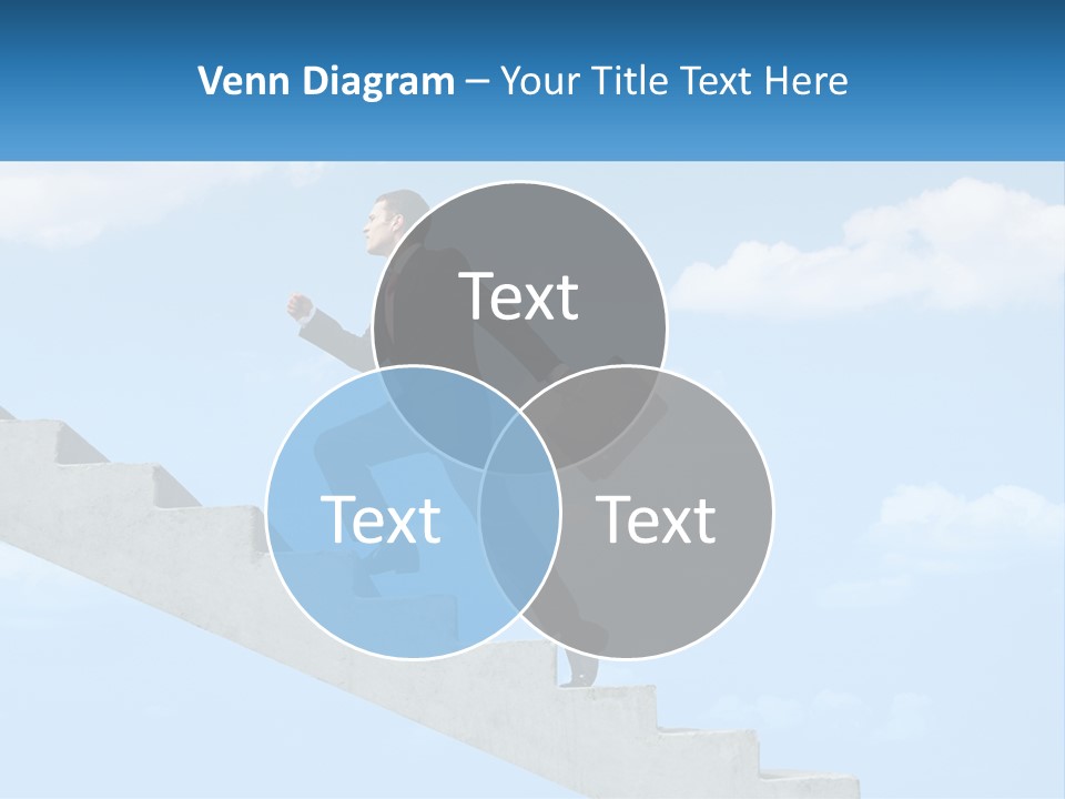 A Man In A Suit Is Running Up A Stair PowerPoint Template