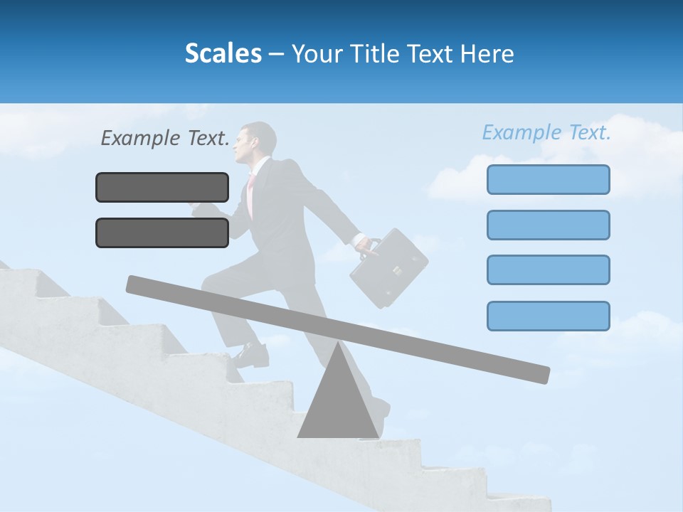 A Man In A Suit Is Running Up A Stair PowerPoint Template