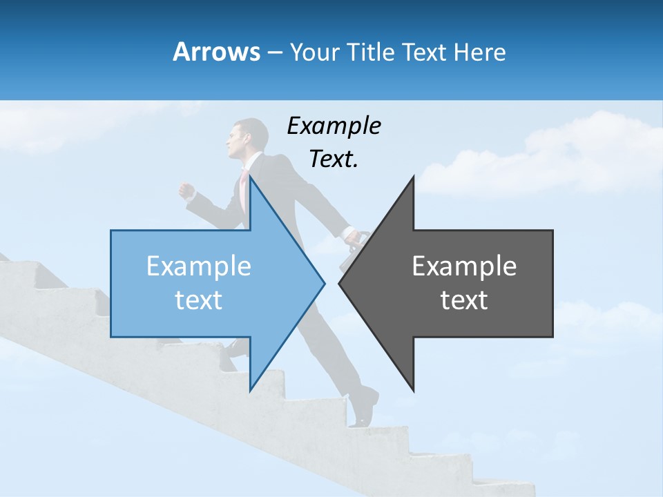 A Man In A Suit Is Running Up A Stair PowerPoint Template