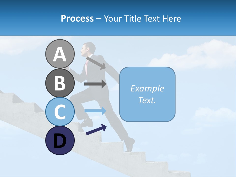 A Man In A Suit Is Running Up A Stair PowerPoint Template