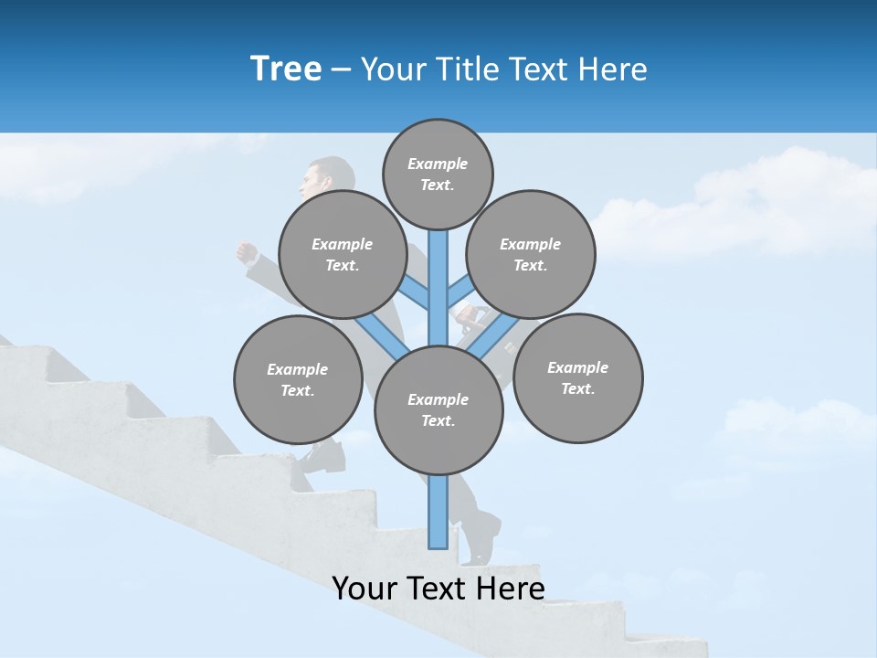 A Man In A Suit Is Running Up A Stair PowerPoint Template