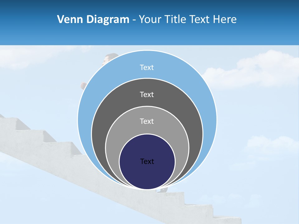 A Man In A Suit Is Running Up A Stair PowerPoint Template