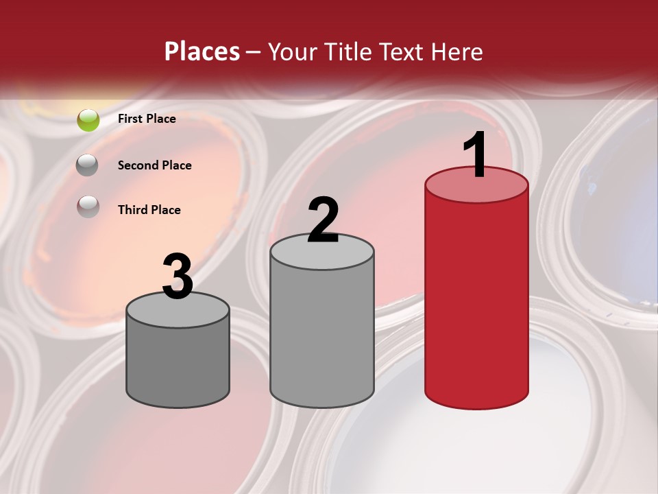 A Group Of Paint Cans With Different Colors Of Paint PowerPoint Template