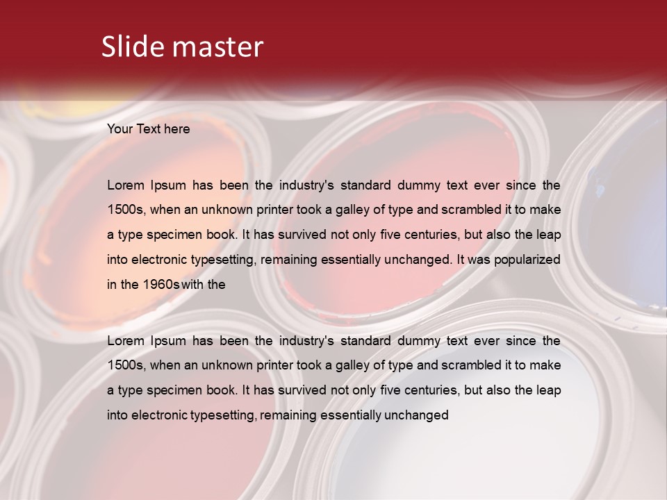 A Group Of Paint Cans With Different Colors Of Paint PowerPoint Template