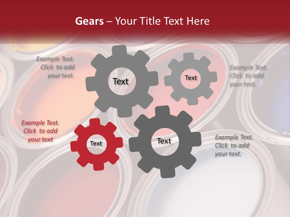 A Group Of Paint Cans With Different Colors Of Paint PowerPoint Template