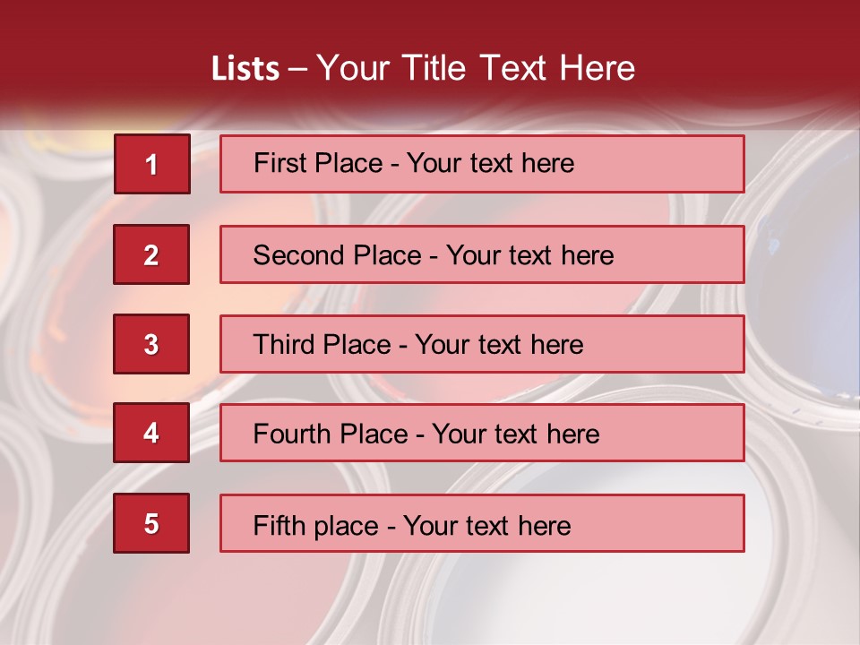 A Group Of Paint Cans With Different Colors Of Paint PowerPoint Template