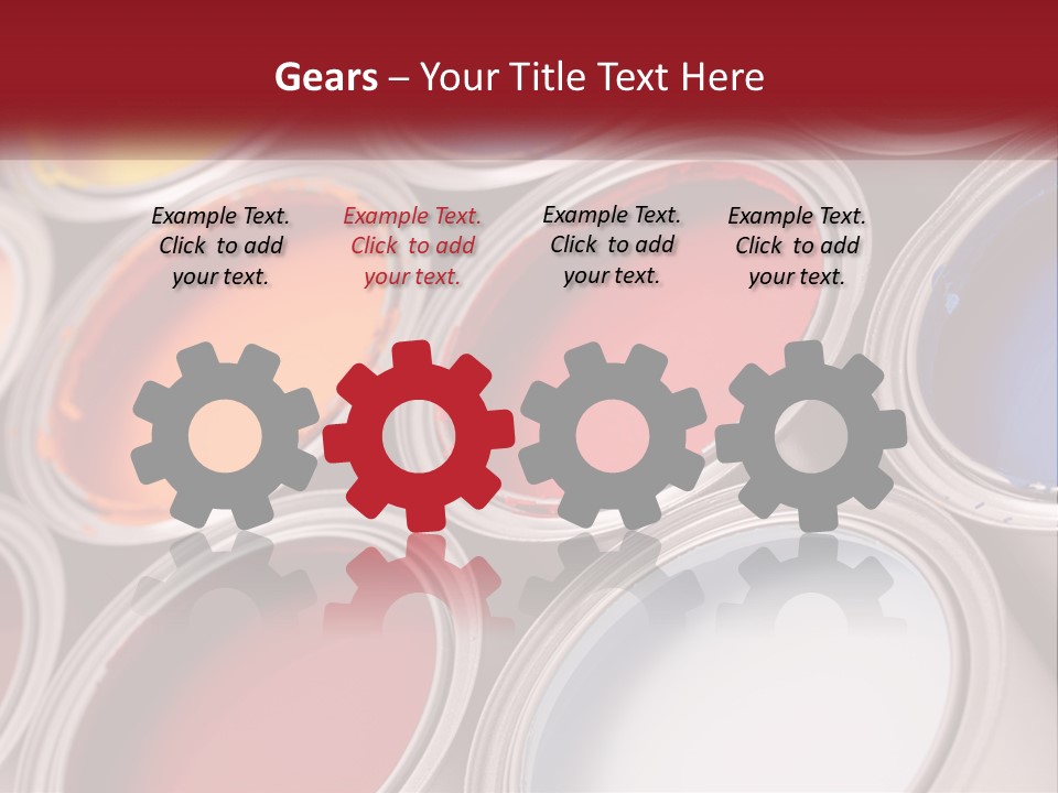 A Group Of Paint Cans With Different Colors Of Paint PowerPoint Template