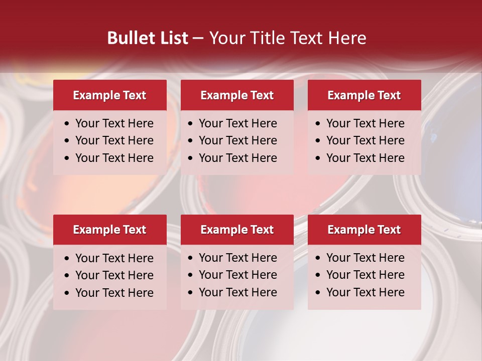 A Group Of Paint Cans With Different Colors Of Paint PowerPoint Template