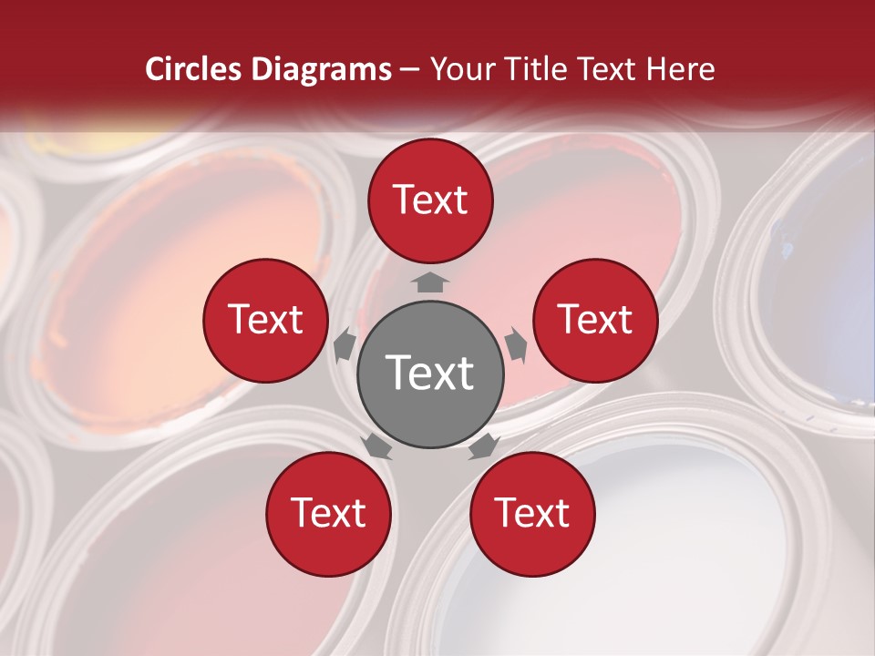 A Group Of Paint Cans With Different Colors Of Paint PowerPoint Template