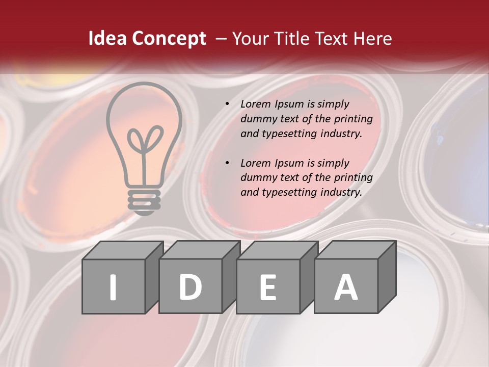 A Group Of Paint Cans With Different Colors Of Paint PowerPoint Template